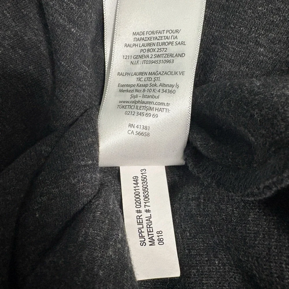 Polo Ralph Lauren Mens M Estate Rib Quarter Zip Pullover Charcoal Grey Black NWT